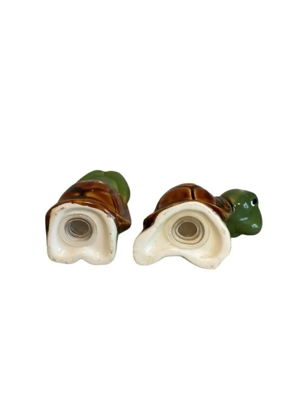 Turtle Salt & Pepper Shaker Set Ceramic Yoga Green Multi